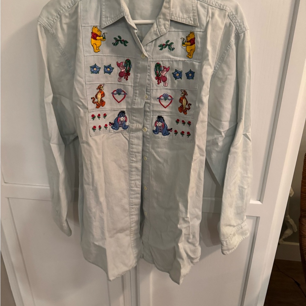 Disney Pastel Blue Blouse with Character Embroidery
